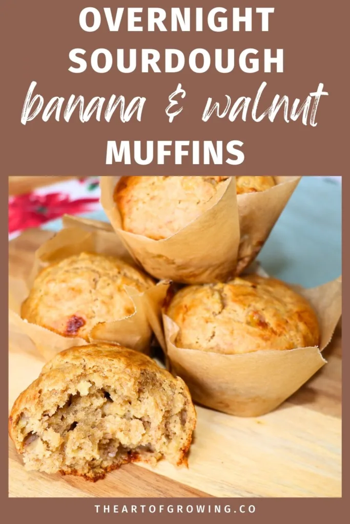 bitten banana muffin and other muffins on a wooden platter